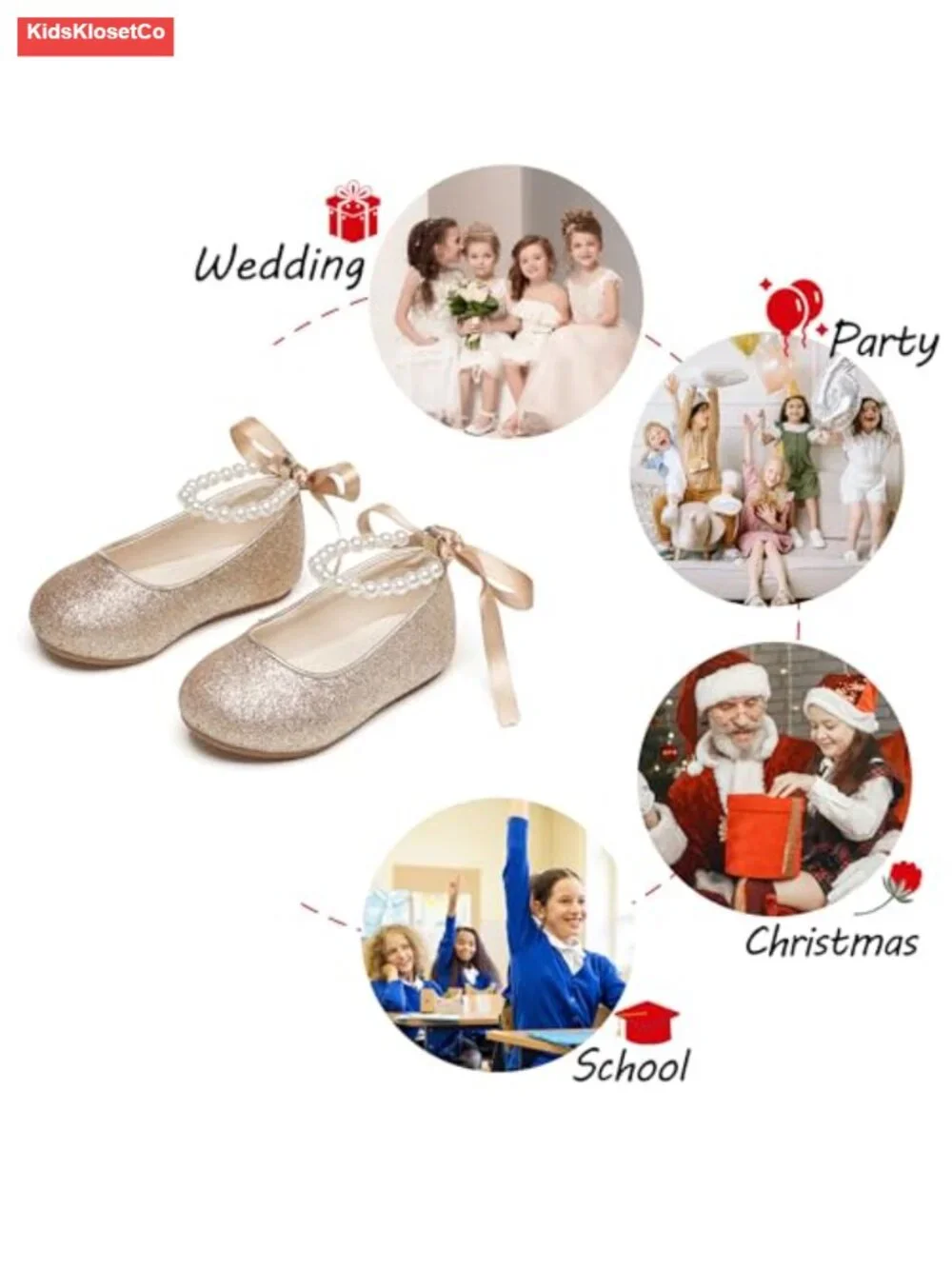 Toddler Girl Mary Jane Flats | Pearl Ankle Strap Wedding Flower Girl Shoes |
